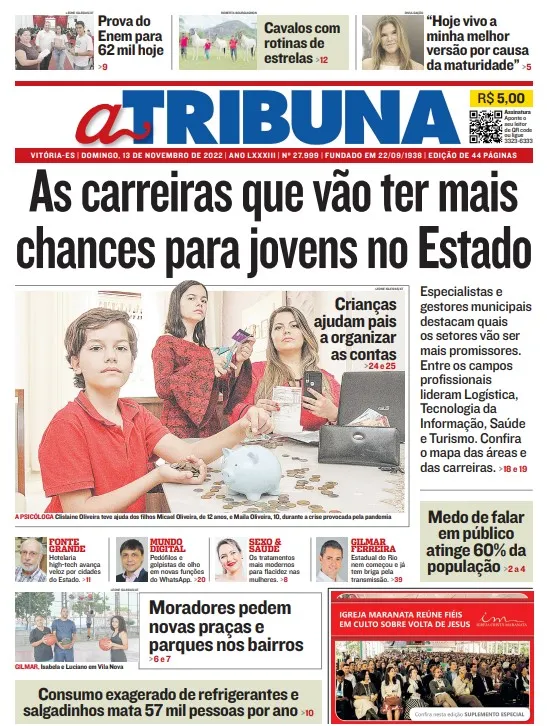 Imagem ilustrativa da imagem Confira os destaques do Jornal A Tribuna deste domingo