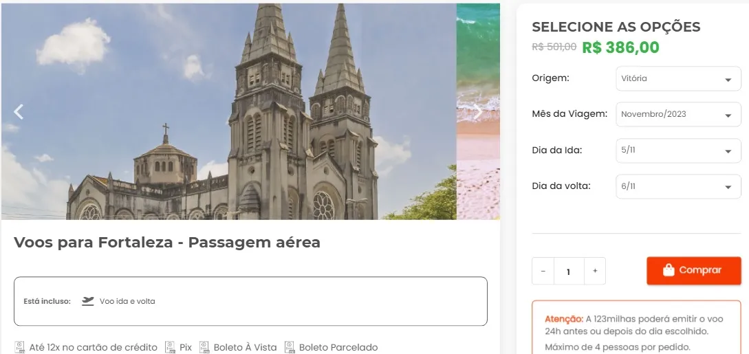Imagem ilustrativa da imagem Voos Vitória/Rio por R$ 192 e para Fortaleza a R$ 386 (ida e volta)