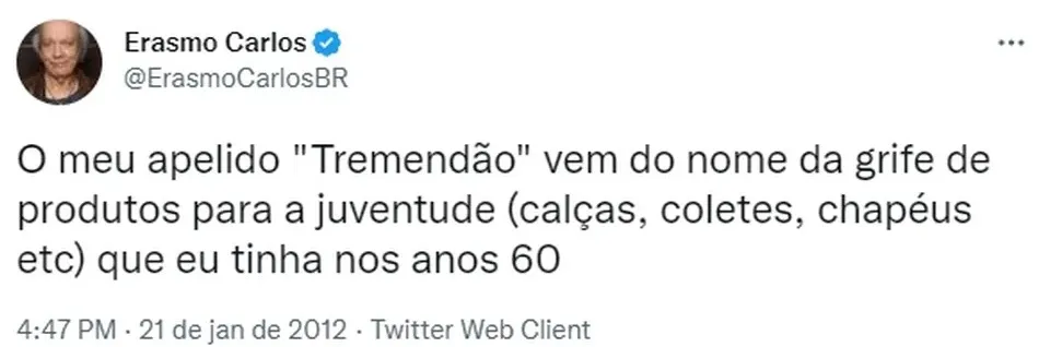 Imagem ilustrativa da imagem Por que Erasmo Carlos era chamado de Tremendão? Entenda o apelido