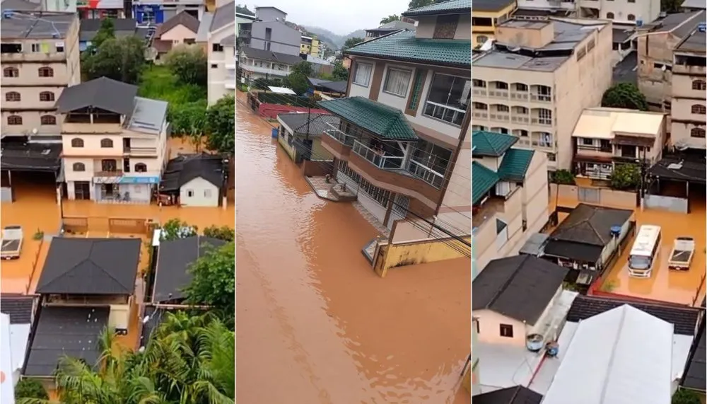 Imagem ilustrativa da imagem Chuva interdita ruas e alaga lojas em cidades da região Serrana do ES