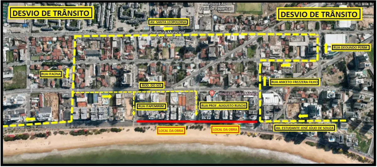 Imagem ilustrativa da imagem Interdição para obra muda trânsito na orla da Praia de Itaparica; veja como fica