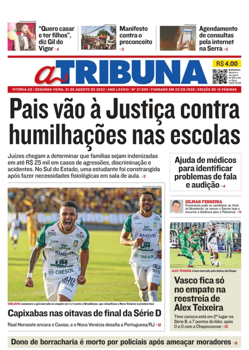 Imagem ilustrativa da imagem Confira os destaques do Jornal A Tribuna desta segunda-feira
