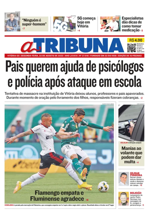 Imagem ilustrativa da imagem Confira os destaques do Jornal A Tribuna desta segunda-feira