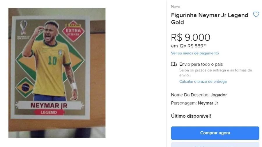 Imagem ilustrativa da imagem Álbum da Copa: figurinha rara de Neymar é vendida por R$ 9 mil na internet
