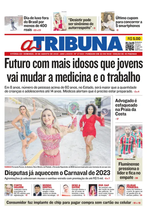 Imagem ilustrativa da imagem Confira os destaques do Jornal A Tribuna deste domingo