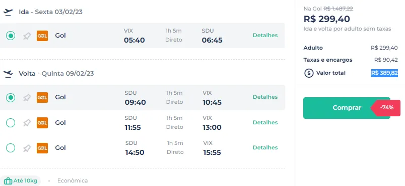 Imagem ilustrativa da imagem Férias com passagens baratas: avião de Vitória para o Rio ou SP por R$ 389