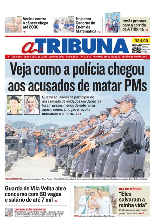 Imagem ilustrativa da imagem Confira os destaques do Jornal A Tribuna desta terça-feira