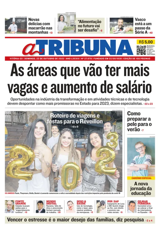 Imagem ilustrativa da imagem Confira os destaques do Jornal A Tribuna deste domingo