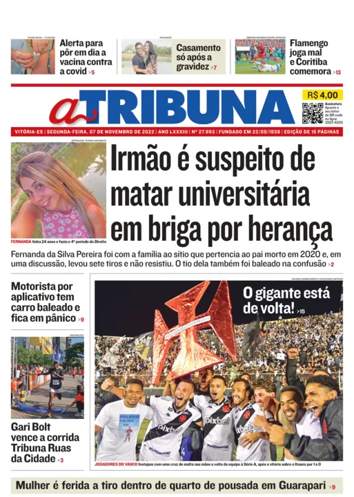 Imagem ilustrativa da imagem Confira os destaques do Jornal A Tribuna desta segunda-feira
