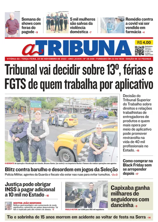 Imagem ilustrativa da imagem Confira os destaques do Jornal A Tribuna desta terça-feira