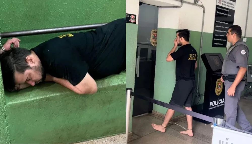 Imagem ilustrativa da imagem Comediante tenta enforcar a mãe, é preso e urina em chão de delegacia