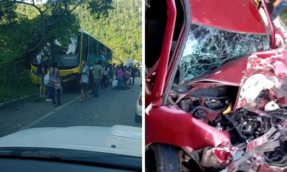 Imagem ilustrativa da imagem Acidente entre ônibus e carro deixa 7 pessoas feridas no ES