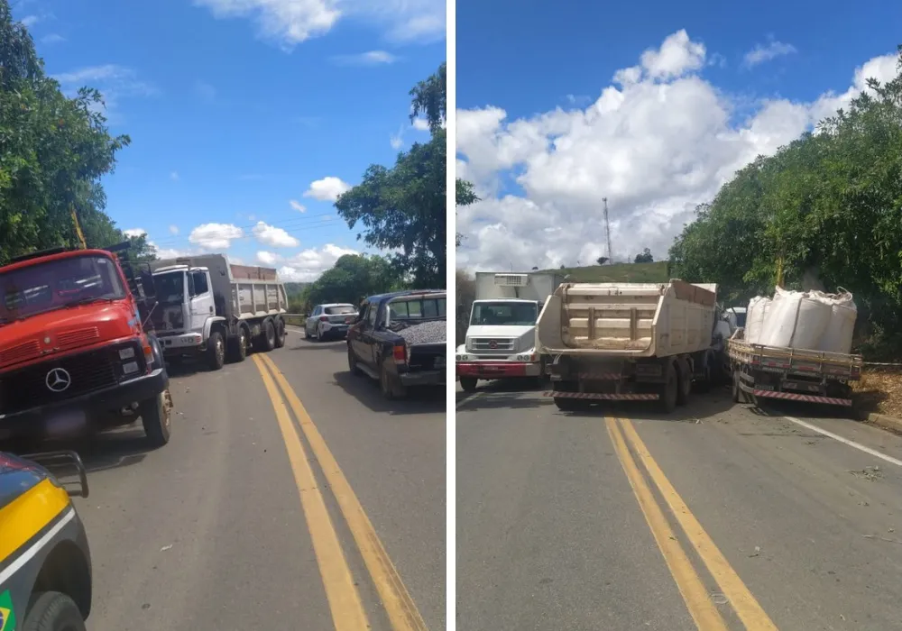 Imagem ilustrativa da imagem Acidente com três caminhões deixa uma pessoa morta na BR-259