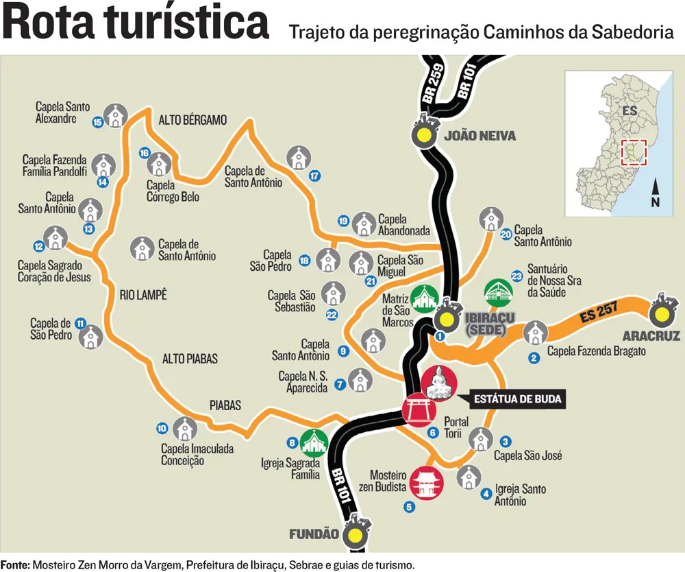 Imagem ilustrativa da imagem Roteiro de fé e beleza nos Caminhos da Sabedoria no ES