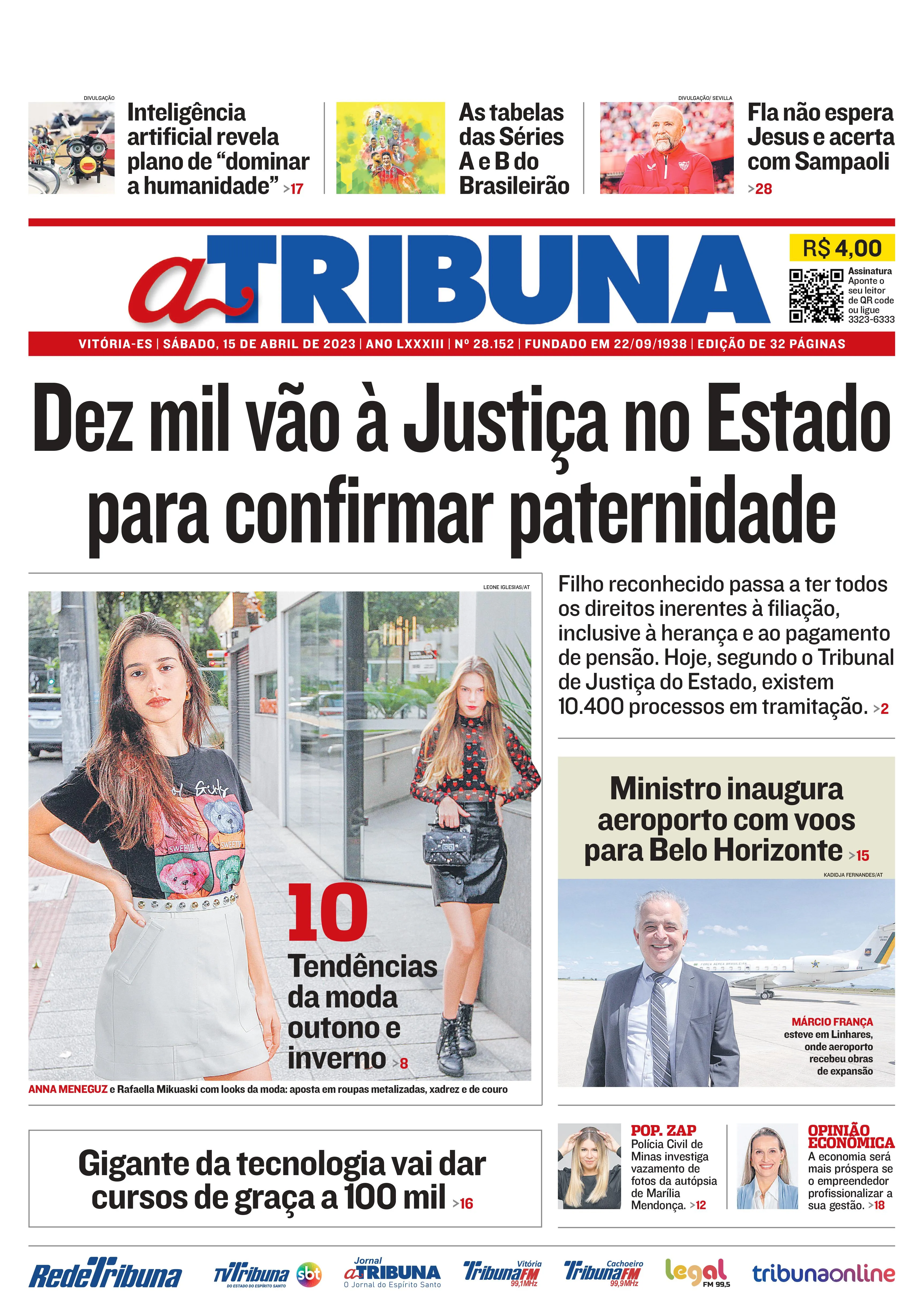Imagem ilustrativa da imagem Confira os destaques do Jornal A Tribuna deste sábado