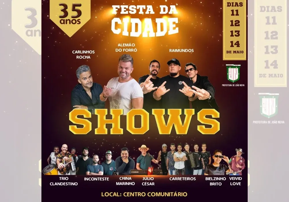 Imagem ilustrativa da imagem João Neiva comemora 35 anos com shows de Alemão do Forró e Raimundos