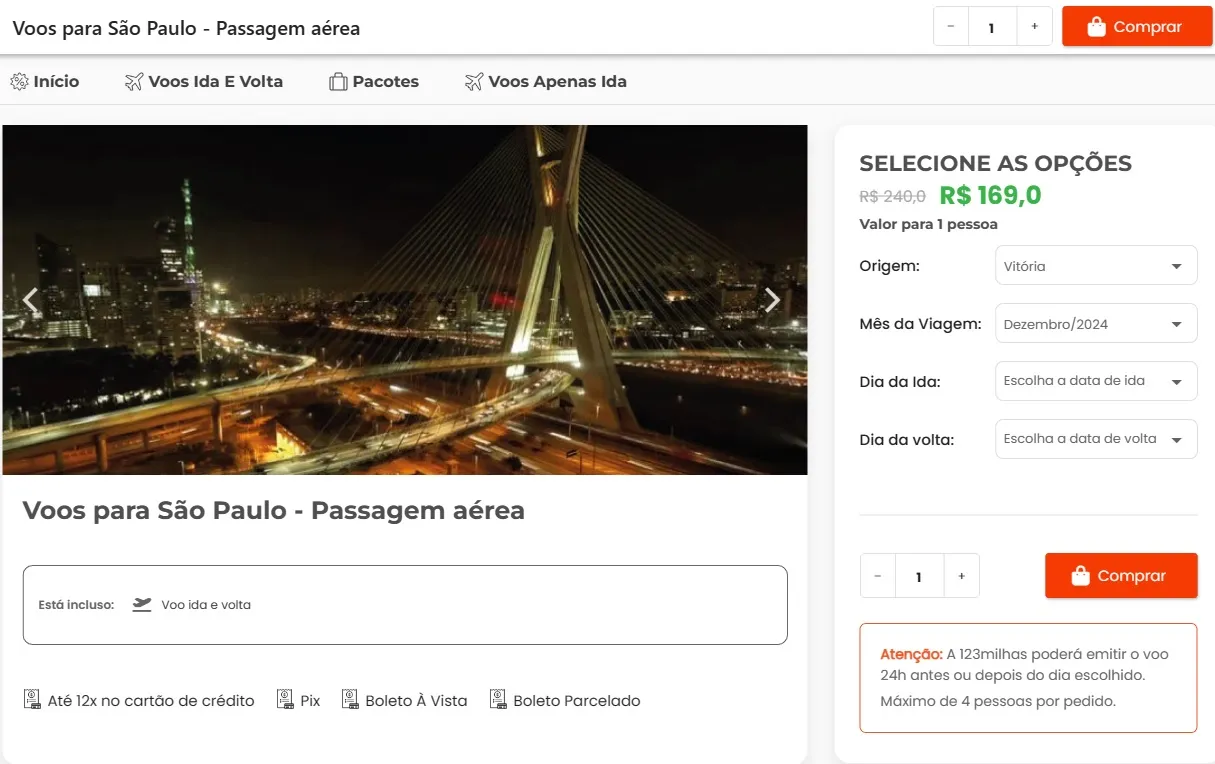Imagem ilustrativa da imagem Voos de Vitória por apenas R$ 169, ida e volta, em promoção relâmpago