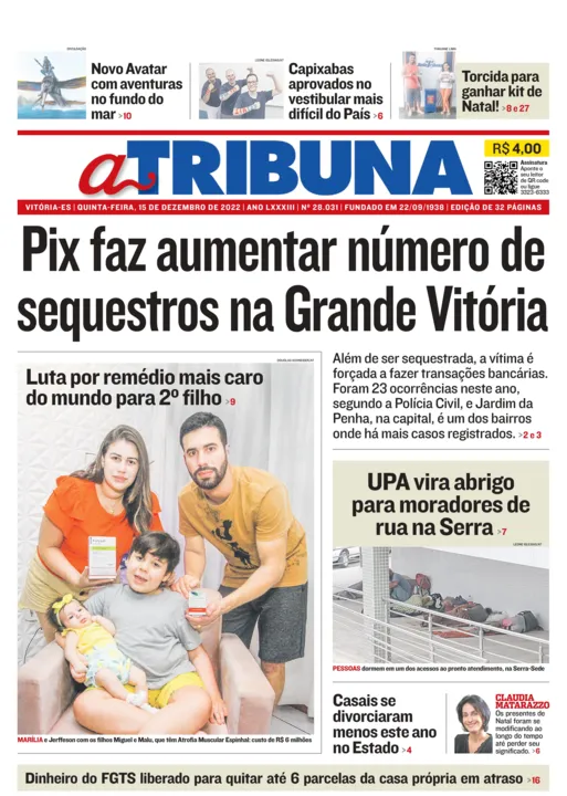 Imagem ilustrativa da imagem Confira os destaques do Jornal A Tribuna desta quinta-feira