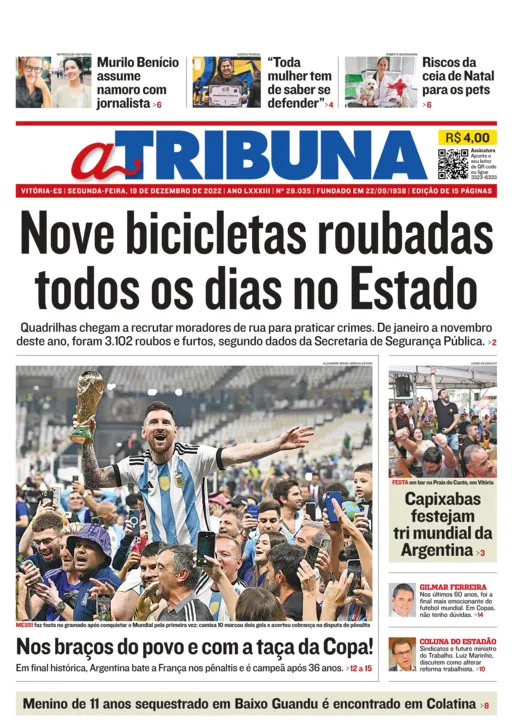 Imagem ilustrativa da imagem Confira os destaques do Jornal A Tribuna desta segunda-feira