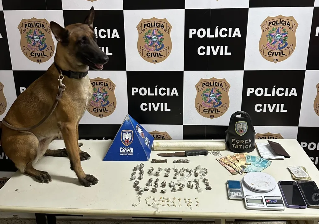 Imagem ilustrativa da imagem Cadela ajuda polícia a prender três suspeitos de tráfico no ES
