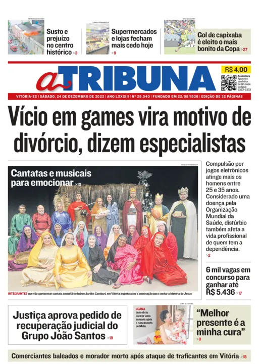 Imagem ilustrativa da imagem Confira os destaques do jornal A Tribuna deste sábado