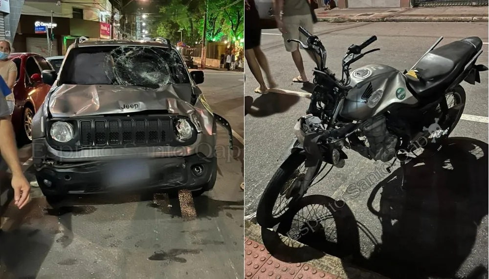 Imagem ilustrativa da imagem Câmera de segurança flagra acidente entre carro e moto no ES