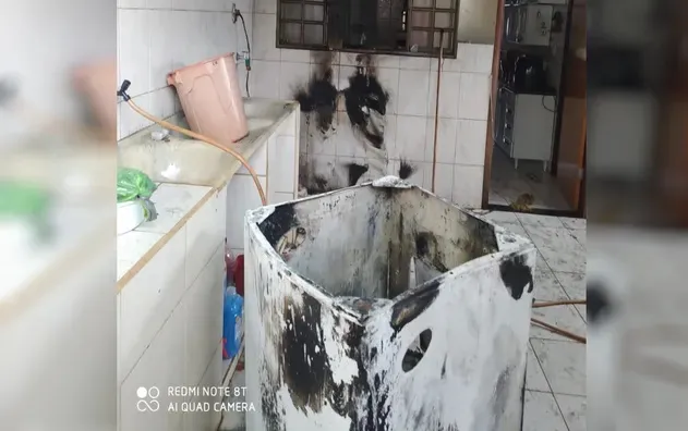Imagem ilustrativa da imagem Máquina de lavar roupas entra em curto-circuito e provoca incêndio em casa