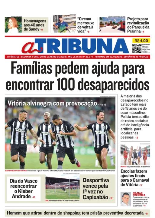 Imagem ilustrativa da imagem Confira os destaques do Jornal A Tribuna desta segunda-feira