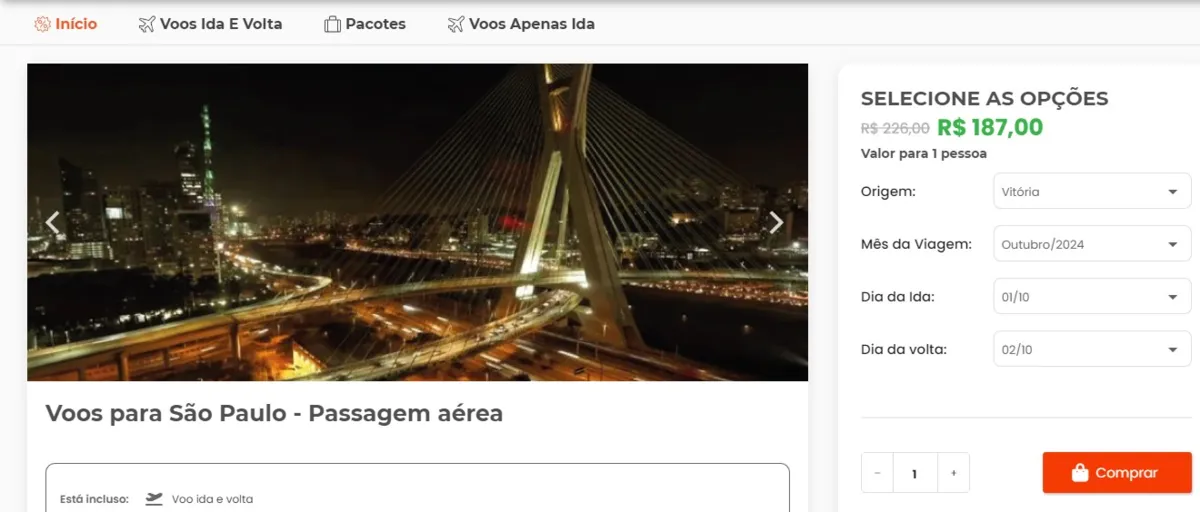 Imagem ilustrativa da imagem Voos de Vitória para diversos destinos nacionais a partir de R$ 187