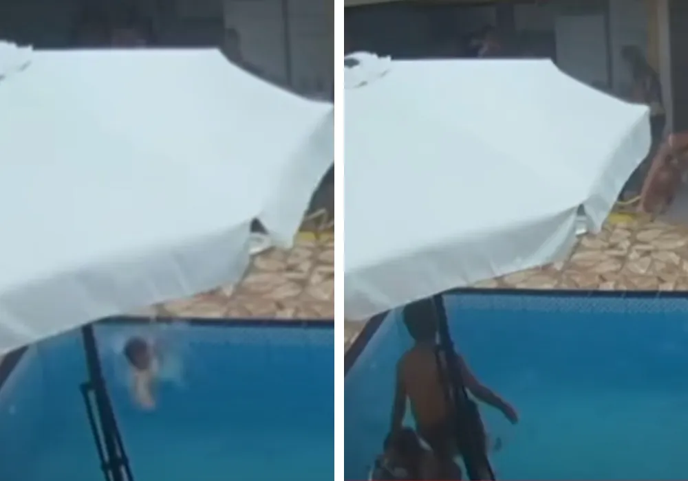Imagem ilustrativa da imagem VÍDEO | Menino de 8 anos pula em piscina e salva bebê que se afogava