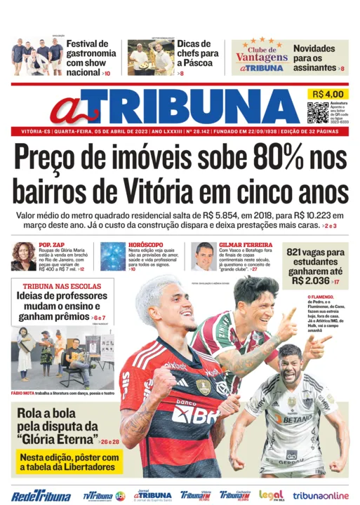Imagem ilustrativa da imagem Confira os destaques do Jornal A Tribuna desta quarta-feira