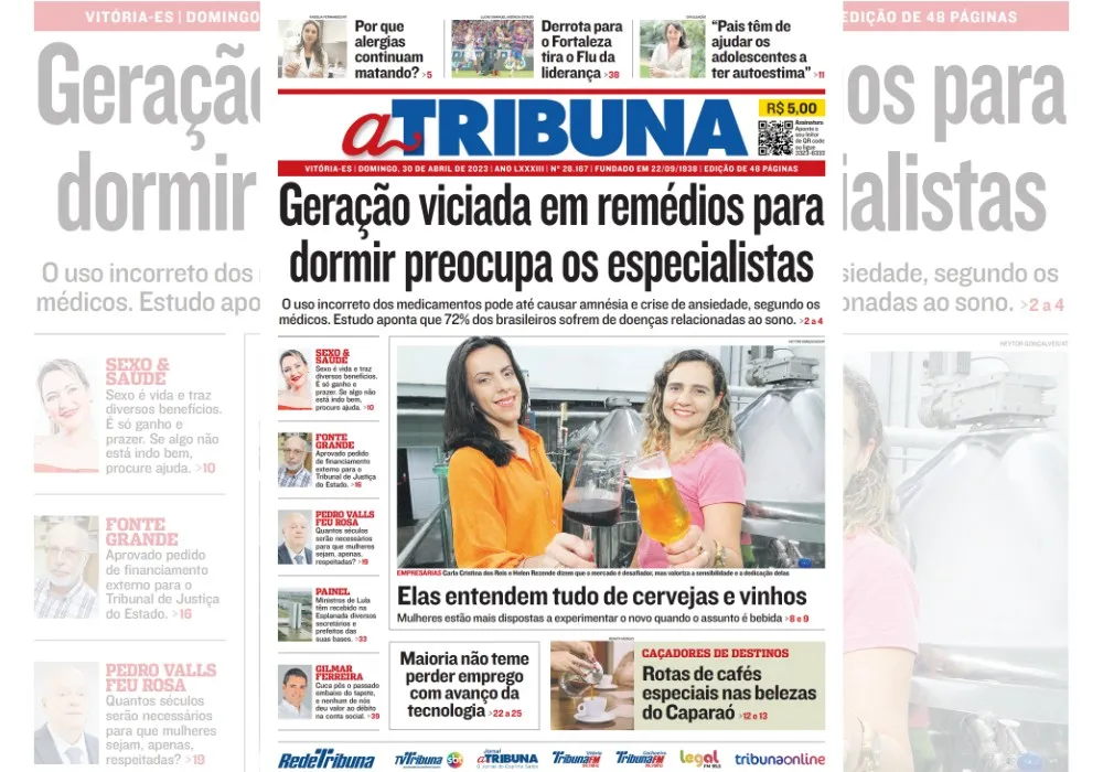 Imagem ilustrativa da imagem Veja os destaques do jornal A Tribuna deste domingo, dia 30 de abril