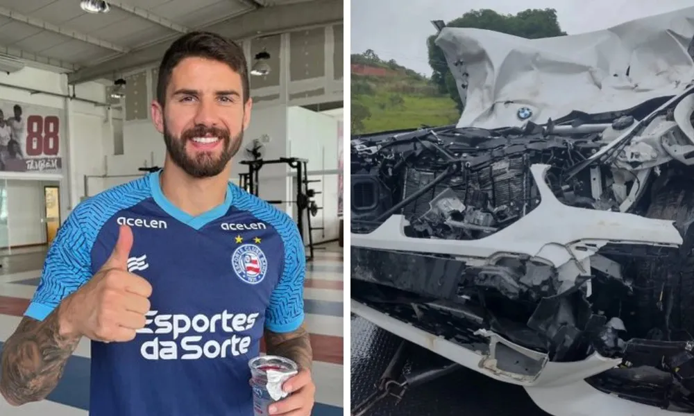 Imagem ilustrativa da imagem Atacante do Bahia se envolve em acidente ao bater com carro em cavalo
