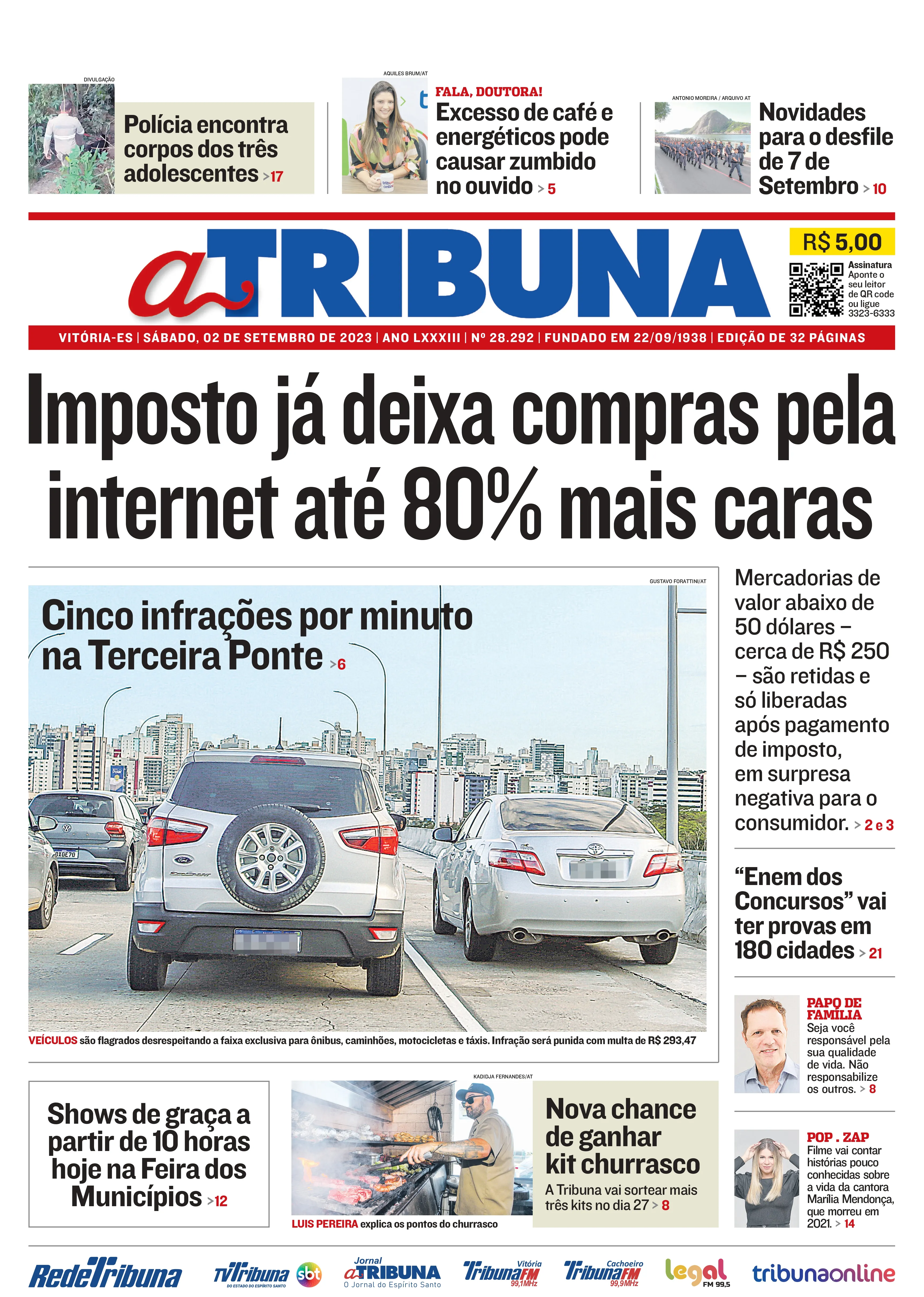 Imagem ilustrativa da imagem Confira os destaques do Jornal A Tribuna deste sábado