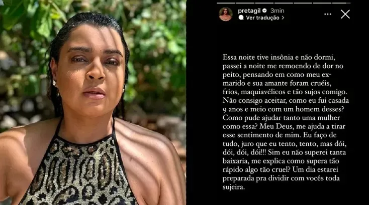 Imagem ilustrativa da imagem Em desabafo nas redes, Preta Gil cita traição de ex-marido: "Armação sórdida"