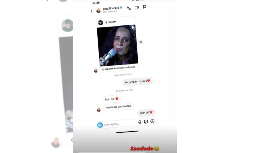 Imagem ilustrativa da imagem 'Namorado' de Gugu posta mensagem romântica que teria trocado com apresentador