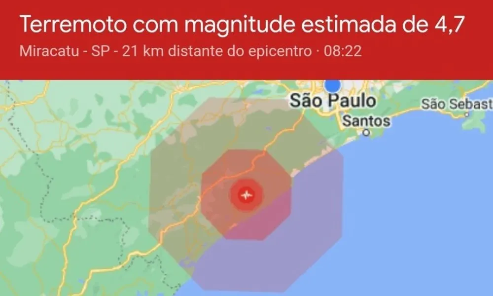 Imagem ilustrativa da imagem Terremoto é sentido por moradores do litoral paulista e Vale do Ribeira