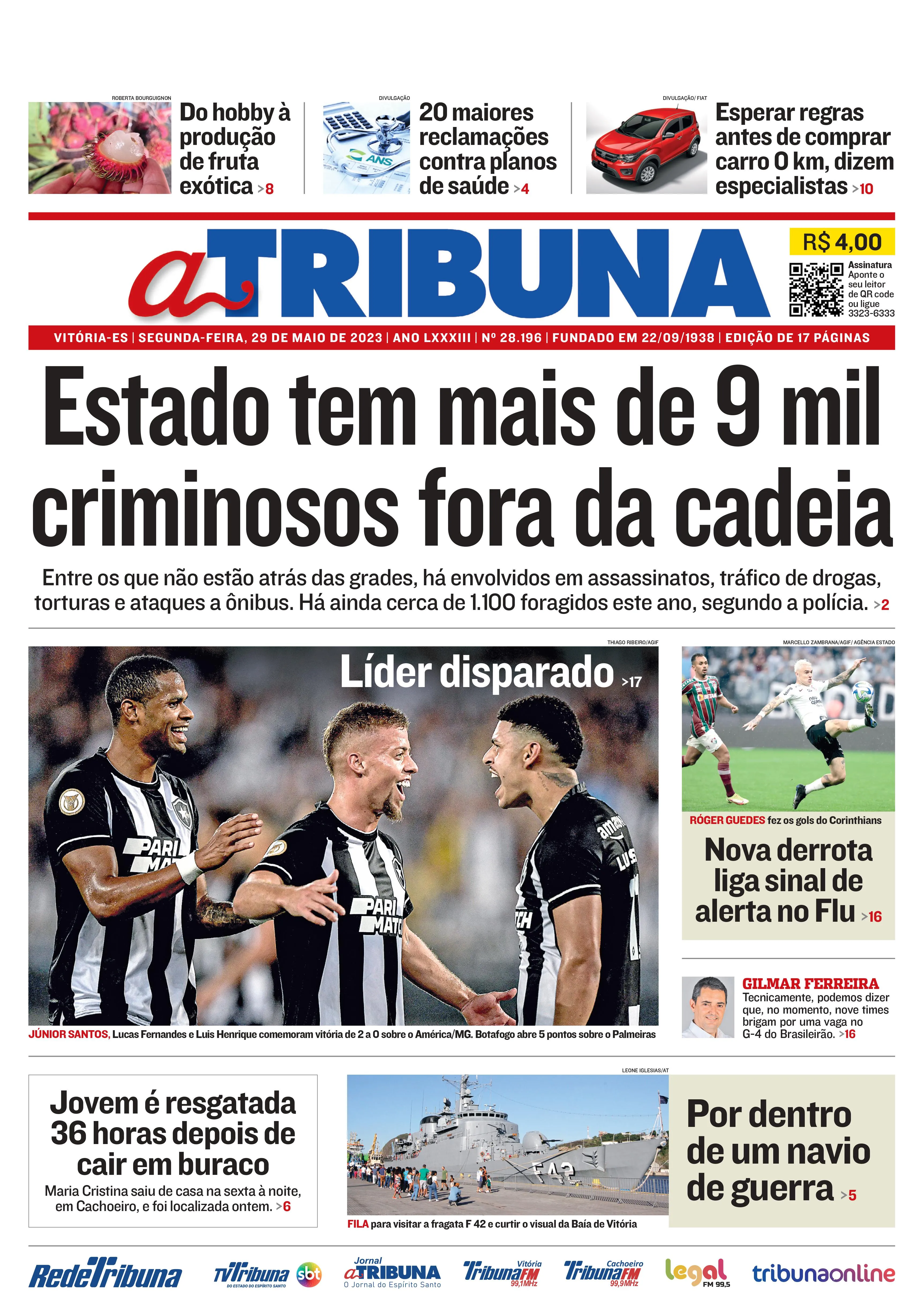 Imagem ilustrativa da imagem Confira os destaques do Jornal A Tribuna desta segunda-feira