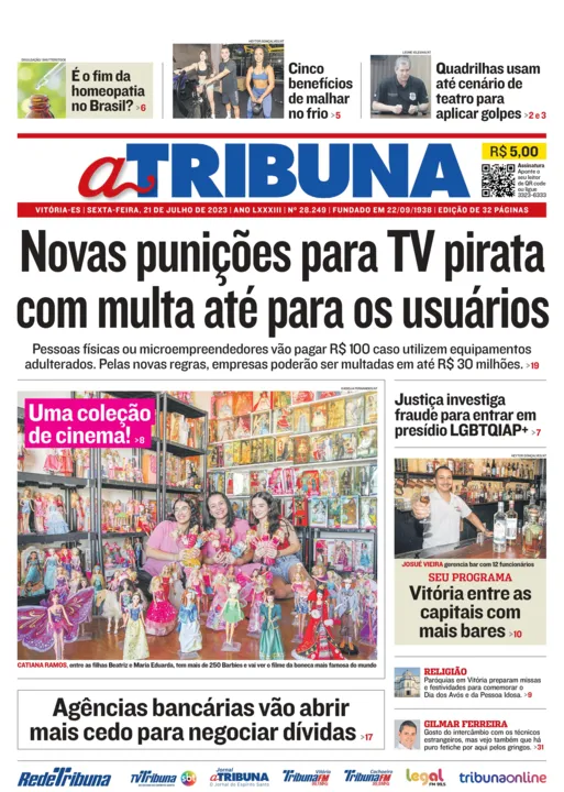 Imagem ilustrativa da imagem Confira os destaques do Jornal A Tribuna desta sexta-feira