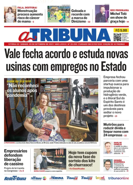 Imagem ilustrativa da imagem Confira os destaques do jornal A Tribuna deste sábado