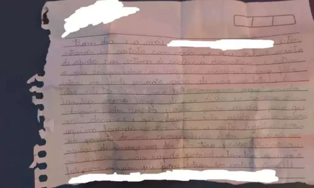 Imagem ilustrativa da imagem Mãe pede socorro em carta levada pelo filho para escola