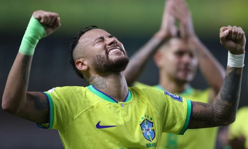 Imagem ilustrativa da imagem Neymar e Rodrygo brilham em goleada do Brasil na estreia de Diniz