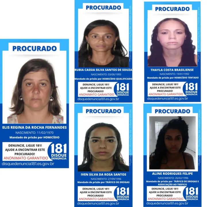 Imagem ilustrativa da imagem Polícia divulga lista de mulheres procuradas na Região Serrana do ES