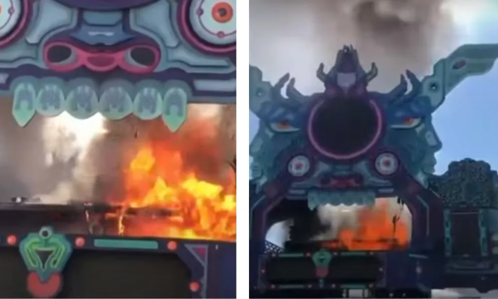 Imagem ilustrativa da imagem VÍDEO | Palco de festival pega fogo durante apresentação de DJ