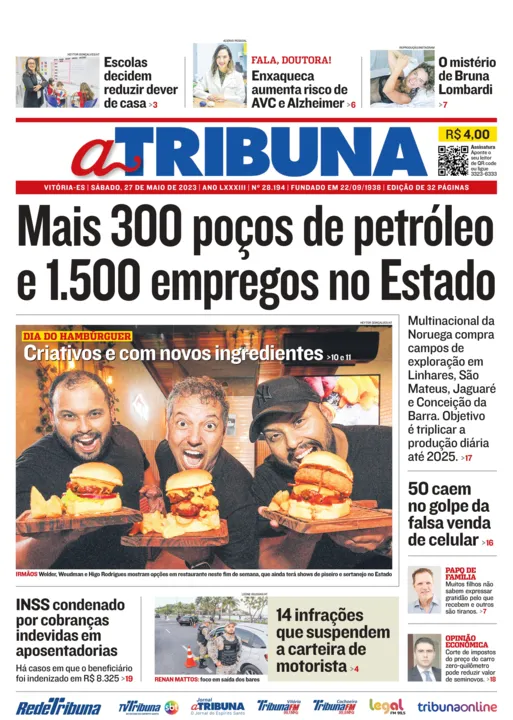 Imagem ilustrativa da imagem Confira os destaques do Jornal A Tribuna deste sábado