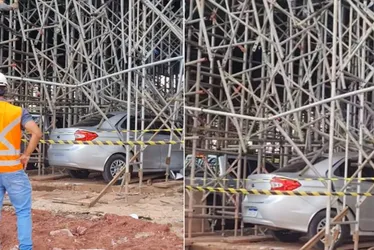 Imagem ilustrativa da imagem Motorista perde controle de carro e bate em obra do viaduto de Carapina