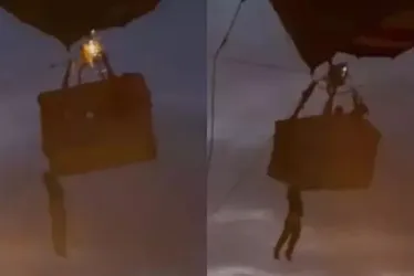 Imagem ilustrativa da imagem VÍDEO | Pendurado em balão, jovem cai de 3 metros de altura