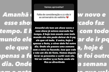 Imagem ilustrativa da imagem Zezé Di Camargo não comparece à festa de aniversário do neto e é criticado