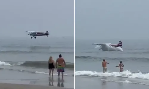 
          Imagem ilustrativa da imagem Avião faz pouso forçado e capota perto de banhistas nos EUA. Veja vídeo
          