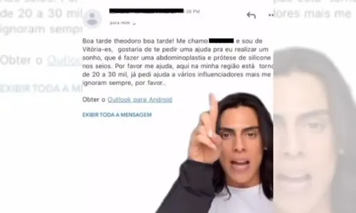 
          Imagem ilustrativa da imagem Moradora de Vitória pede próteses de silicone a influenciador e é detonada
          